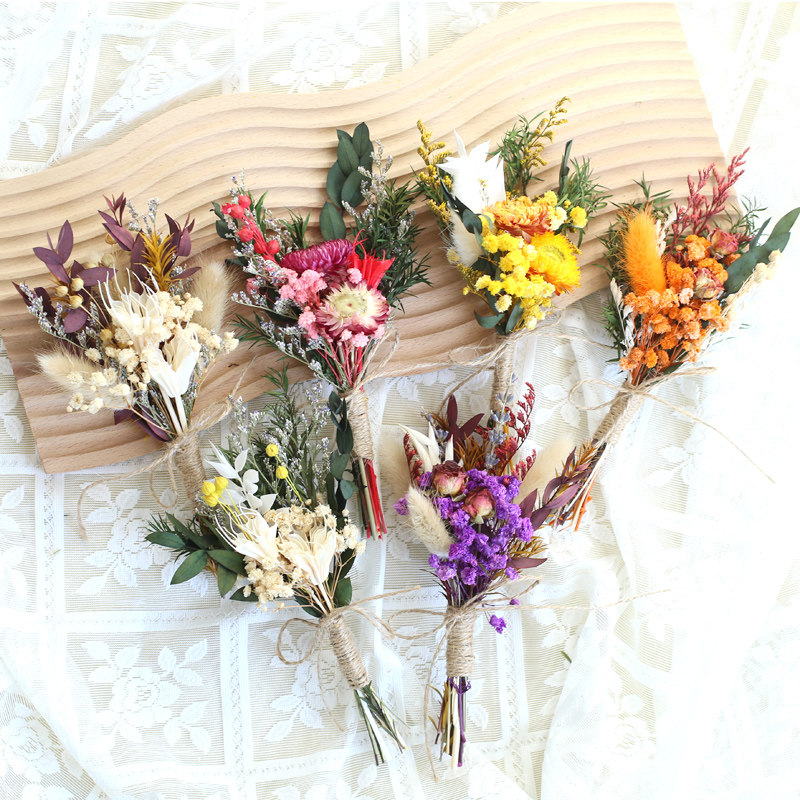 20CM 작은 혼합 천연 말린 꽃 꽃다발 웨딩 부토니에 - Photography Graduation 리뷰 및 가격