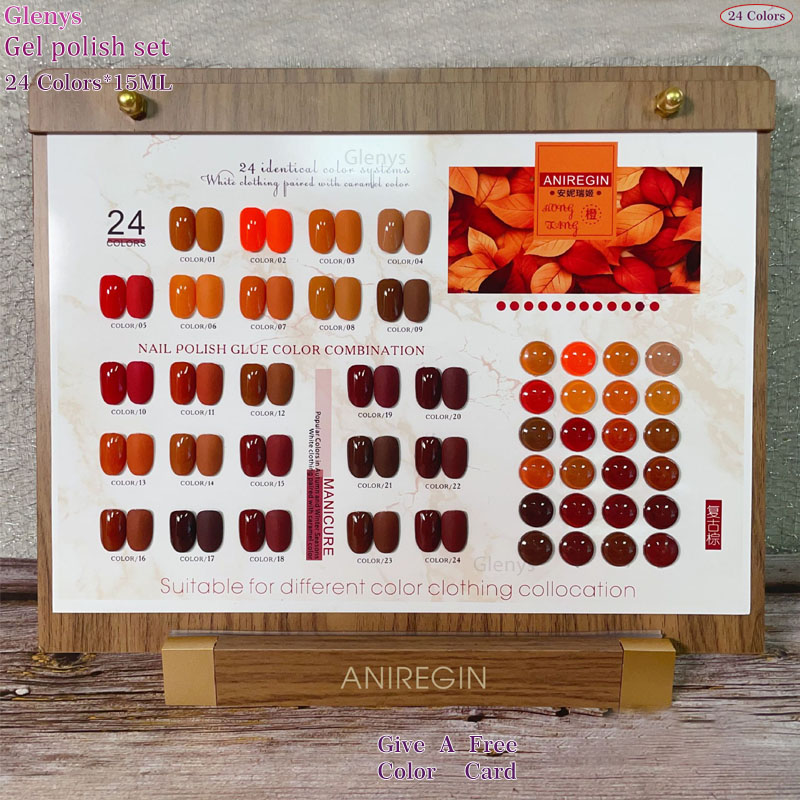 빈티지 브라운 24색 네일 폴리쉬 글루 글렌리스 인기  - Color Checker Card 리뷰 및 가격